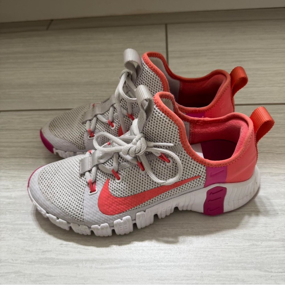 Nike Gray, Pink, and Orange Running Shoes with Chunky Sole
